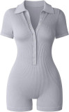 Women's yoga jumpsuit ribbed V-neck elastic waistband sports jumpsuit