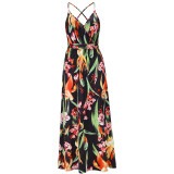 New European and American Spring/Summer Dresses Bohemian floral suspender long dresses Amazon foreign trade women's clothing in large sizes
