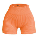 Hip lifting three part yoga shorts, high waist fitness stretch pants, sports running seamless peach buttocks casual shorts
