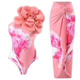 New one-piece swimsuit for women, slim fit and large flower foreign trade swimsuit set