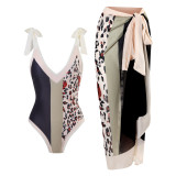 2024 New Sexy One Piece Swimwear Women's Wear European and American Bikini Lace up Swimwear Set Long Skirt