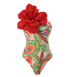 New one-piece swimsuit for women, slim fit and large flower foreign trade swimsuit set