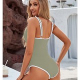 One piece swimsuit, fashionable color blocking, sexy swimsuit