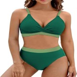 Sexy Gathering Triangle Bag Colored Bikini Women's Split Swimsuit
