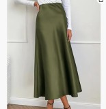 Gentle temperament, spring and summer seasons, silky and smooth texture, forged face, acetic acid sagging high waisted fishtail skirt