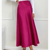 Gentle temperament, spring and summer seasons, silky and smooth texture, forged face, acetic acid sagging high waisted fishtail skirt