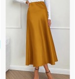 Gentle temperament, spring and summer seasons, silky and smooth texture, forged face, acetic acid sagging high waisted fishtail skirt