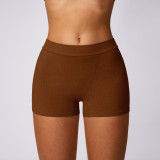 Tight yoga shorts with belly tightening and buttocks lifting, threaded quick drying, fitness, anti glare, and sports foundation shorts