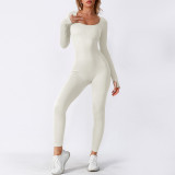 Double layer - seamless jumpsuit with chest pad, long sleeved shapewear, hip lifting yoga jumpsuit, sports jumpsuit