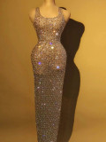 Performance attire, nightclubs, bars, full diamond slim fitting dresses, singers, models, runway shows, banquets, party dresses