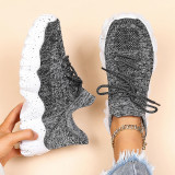 Large size sports shoes for women, breathable fly knit socks, one foot lazy shoes