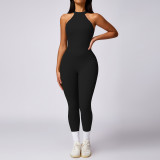 Peach lifting buttocks and beautiful back one-piece yoga suit for women's outdoor running, tight fitting sports, quick drying fitness suit