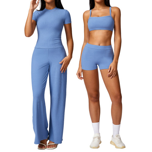Quick drying tight yoga set versatile threaded casual running fitness sports set for women