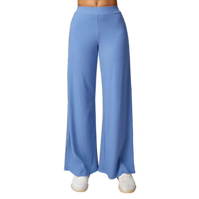 Versatile outerwear straight leg wide leg pants, quick drying loose sports pants, threaded high waisted casual pants for women