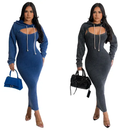 Amazon eBay Cross border Trade European and American Women's Wear Hot selling Autumn and Winter New Sling Dress Half Shawl Set