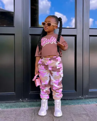 Amazon Cross border Children's Wear New Fashion Short sleeved Camo Leggings Set for European and American Girls