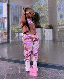 Amazon Cross border Children's Wear New Fashion Short sleeved Camo Leggings Set for European and American Girls
