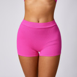 Tight yoga shorts with belly tightening and buttocks lifting, threaded quick drying, fitness, anti glare, and sports foundation shorts