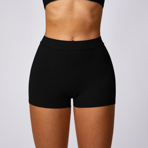 Tight yoga shorts with belly tightening and buttocks lifting, threaded quick drying, fitness, anti glare, and sports foundation shorts