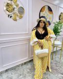 Cross border independent station foreign trade African women's clothing set digital printing chiffon elegant 3-piece set in stock at the source
