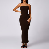 Underlay slimming wrap buttocks dress with threaded suspender, sexy spicy girl with beautiful back, casual long skirt