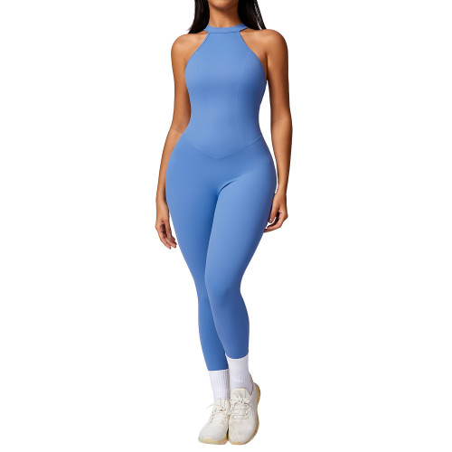 Peach lifting buttocks and beautiful back one-piece yoga suit for women's outdoor running, tight fitting sports, quick drying fitness suit