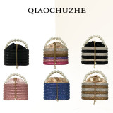 Women's New Water Diamond Bag Pearl Bag Chain Sweet Bird Cage Handheld One Shoulder Crossbody Bag Dinner Bag