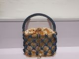 European and American retro metal basket chain water diamond woven vegetable basket inlaid with diamond bucket bag, hand-held crossbody women's bag