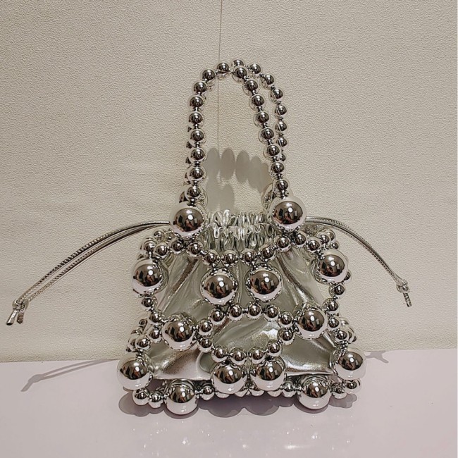 New product popular on the internet, fashionable and handmade beaded top grade beaded vegetable basket bag, handle bag, high-end feel