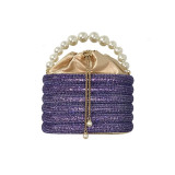 Women's New Water Diamond Bag Pearl Bag Chain Sweet Bird Cage Handheld One Shoulder Crossbody Bag Dinner Bag