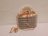Women's New Water Diamond Bag Pearl Bag Chain Sweet Bird Cage Handheld One Shoulder Crossbody Bag Dinner Bag