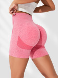 Seamless yoga shorts, women's solid color, tight fitting, high waisted, summer running, exercise, fitness, peach buttocks, and belly tightening for women