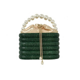 Women's New Water Diamond Bag Pearl Bag Chain Sweet Bird Cage Handheld One Shoulder Crossbody Bag Dinner Bag