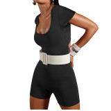 2024 Spring/Summer New European and American Women's Slim Fit Hip Lifting jumpsuit Sexy U-neck Open Back Yoga Dress