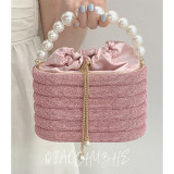 Women's New Water Diamond Bag Pearl Bag Chain Sweet Bird Cage Handheld One Shoulder Crossbody Bag Dinner Bag