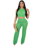 Cross border sourcing of new European and American women's casual hollowed out knitted pants sleeveless set