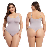 Seamless body shaping jumpsuit with abdominal tightening and hip lifting, large size thong, triangle pants, suspender, tight fitting corset