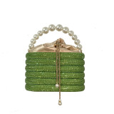 Women's New Water Diamond Bag Pearl Bag Chain Sweet Bird Cage Handheld One Shoulder Crossbody Bag Dinner Bag