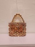 French niche new trendy metal pearl bag, women's high-end bucket bag, versatile diagonal cross bird cage bag, banquet women's bag