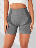 Seamless yoga shorts, women's solid color, tight fitting, high waisted, summer running, exercise, fitness, peach buttocks, and belly tightening for women