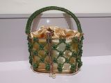 European and American retro metal basket chain water diamond woven vegetable basket inlaid with diamond bucket bag, hand-held crossbody women's bag