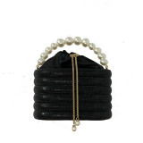 Women's New Water Diamond Bag Pearl Bag Chain Sweet Bird Cage Handheld One Shoulder Crossbody Bag Dinner Bag