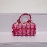 French Cross border Cloud Marble Acrylic Box Diamond Handwoven Banquet Women's Bag Handheld Crossbody Women's Bag
