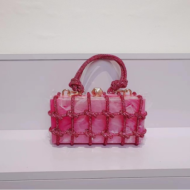 French Cross border Cloud Marble Acrylic Box Diamond Handwoven Banquet Women's Bag Handheld Crossbody Women's Bag