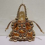 New product popular on the internet, fashionable and handmade beaded top grade beaded vegetable basket bag, handle bag, high-end feel