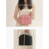 Women's New Water Diamond Bag Pearl Bag Chain Sweet Bird Cage Handheld One Shoulder Crossbody Bag Dinner Bag