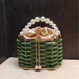 Handheld shoulder bag with metal hollow, shiny and colorful rhinestone vegetable basket, bird cage bag, banquet diamond bucket, crossbody bag