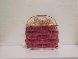 Cross border new product, European station, niche design, socialite dinner bag, sparkling rhinestone striped entanglement, hand-held crossbody women's bag