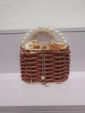 Handheld shoulder bag with metal hollow, shiny and colorful rhinestone vegetable basket, bird cage bag, banquet diamond bucket, crossbody bag
