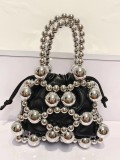 New product popular on the internet, fashionable and handmade beaded top grade beaded vegetable basket bag, handle bag, high-end feel
